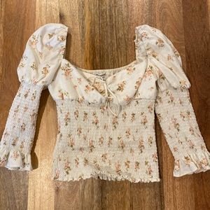 Reformation floral smocked waist top